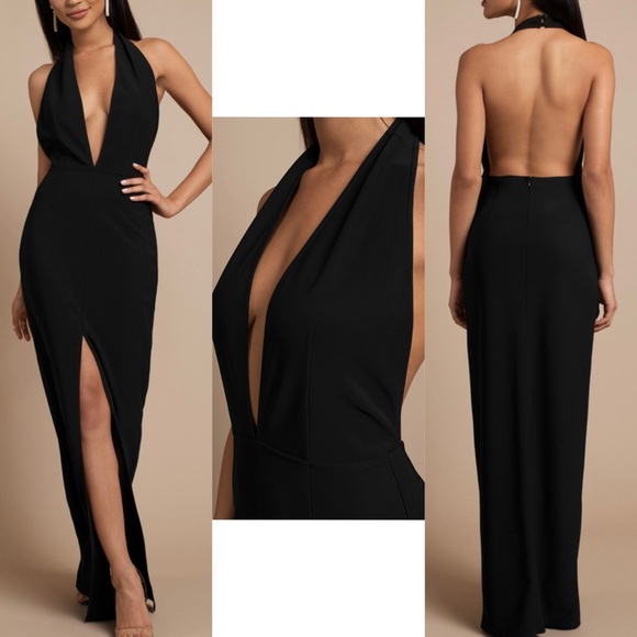Tobi Dresses & Skirts - Black Deep Neck Maxi Dress